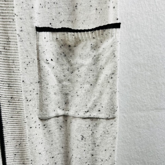 Peyton Primrose Women's Small Duster Sweater Pockets White w Black Flecks - Picture 2 of 10